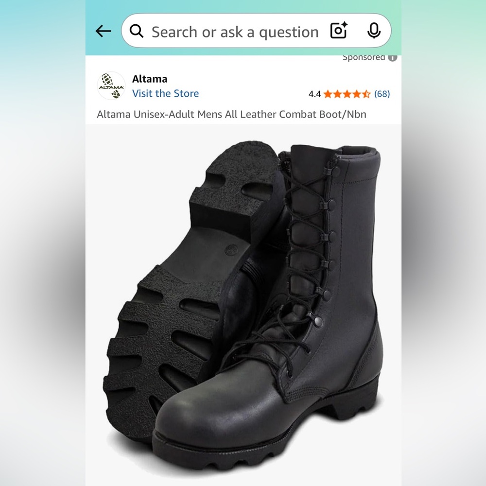 Altama Black Leather Combat Boots size 11.5